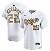 Men's Los Angeles Dodgers #22 Clayton Kershaw White 2025 Gold Collection Limited Stitched Jersey Dzhi,baseball caps,new era cap wholesale,wholesale hats